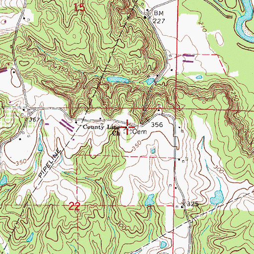 Topographic Map of County Line Cemetery, MS