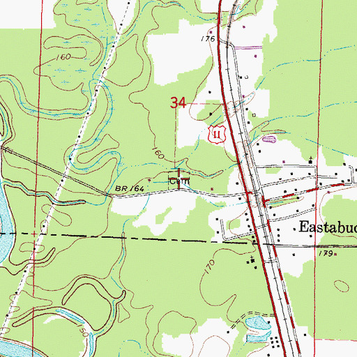 Topographic Map of Eastabuchie Cemetery, MS
