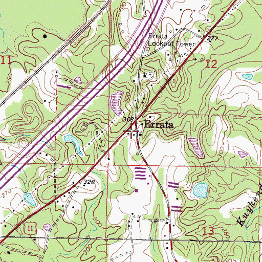 Topographic Map of Erata School (historical), MS