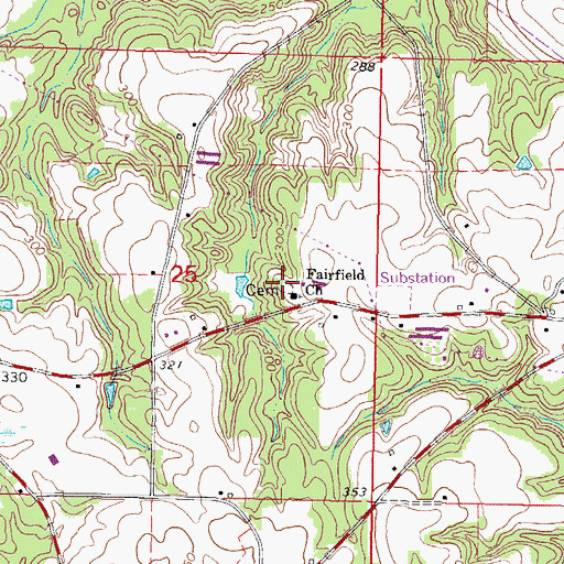 Topographic Map of Fairfield Cemetery, MS