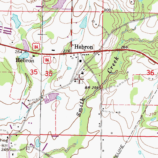 Topographic Map of Hebron Cemetery, MS