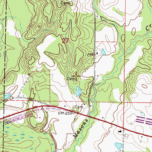Topographic Map of Jack Knight Cemetery, MS