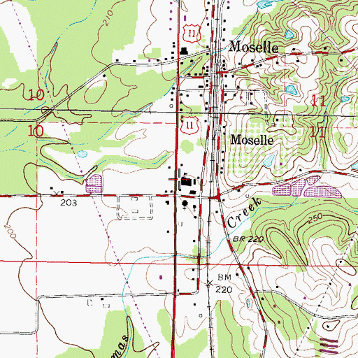Topographic Map of Moselle Elementary School, MS