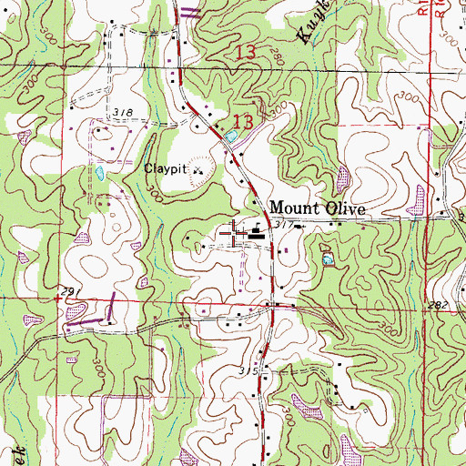 Topographic Map of Mount Olive Cemetery, MS