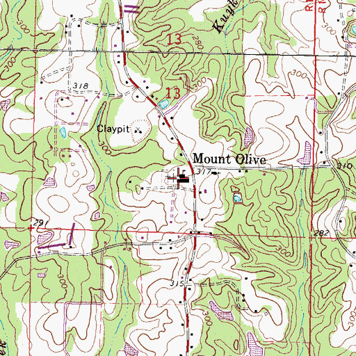 Topographic Map of Mount Olive School, MS