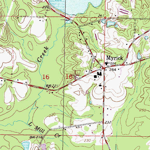 Topographic Map of Myrick Cemetery, MS