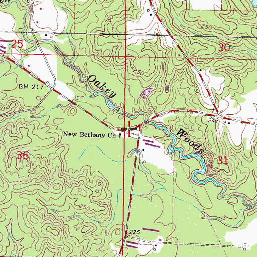 Topographic Map of New Bethany Cemetery, MS