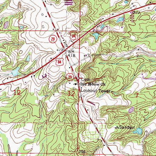Topographic Map of Our Home Universalist Cemetery, MS
