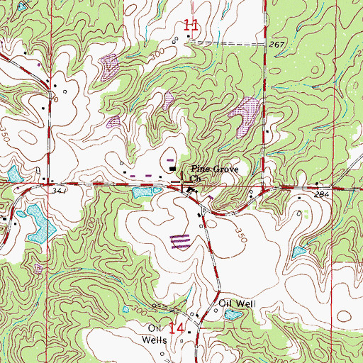 Topographic Map of Pine Grove Cemetery, MS