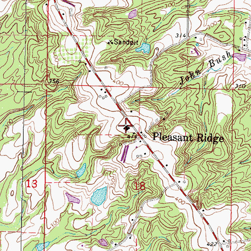 Topographic Map of Pleasant Ridge School, MS