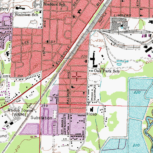 Topographic Map of Queensburg, MS