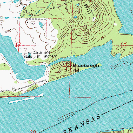 Topographic Map of Bluebaugh Hill, AR
