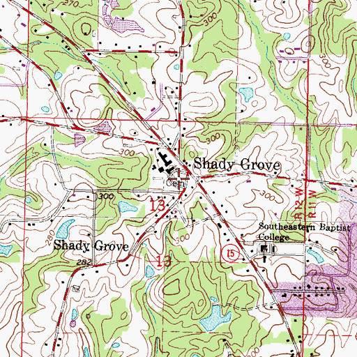 Topographic Map of Shady Grove Cemetery, MS
