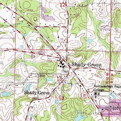 Topographic Map of Shady Grove Elementary School, MS