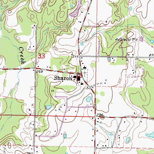 Topographic Map of Sharon Elementary School, MS