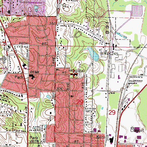 Topographic Map of South Mississippi State Hospital, MS