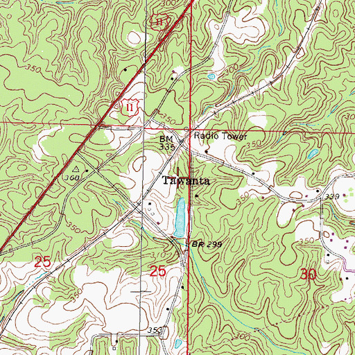 Topographic Map of Tawanta School (historical), MS