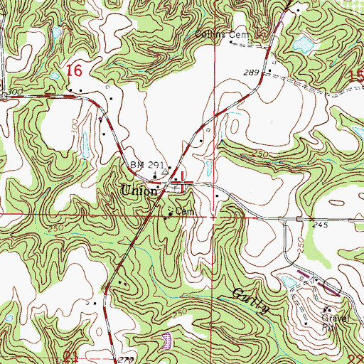 Topographic Map of Union Cemetery, MS