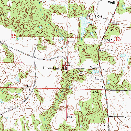 Topographic Map of Union Line School (historical), MS
