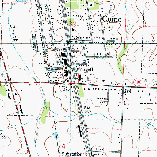 Topographic Map of Como Elementary School, MS