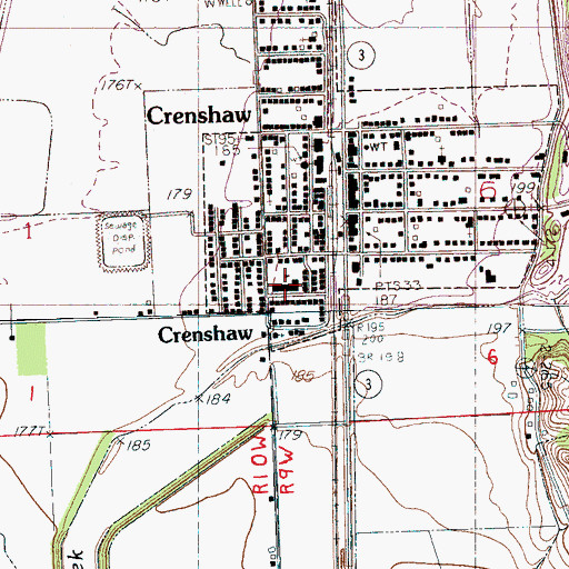 Topographic Map of Crenshaw Elementary School, MS