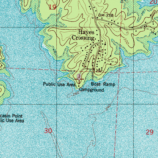 Topographic Map of Hayes Crossing Public Use Area, MS