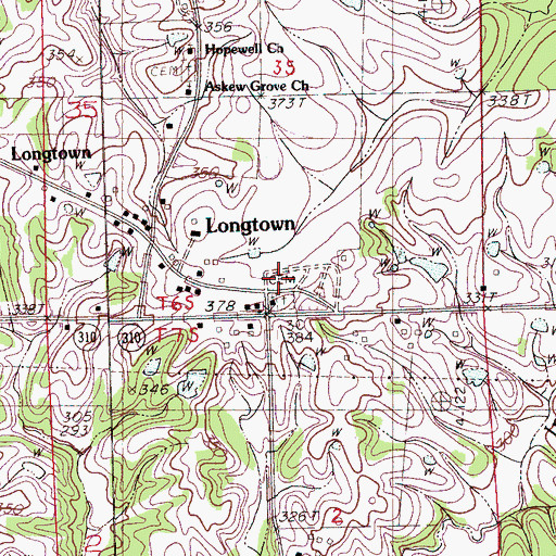 Topographic Map of Longtown Cemetery, MS