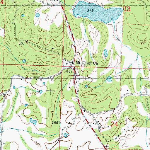 Topographic Map of Mount Olivet, MS