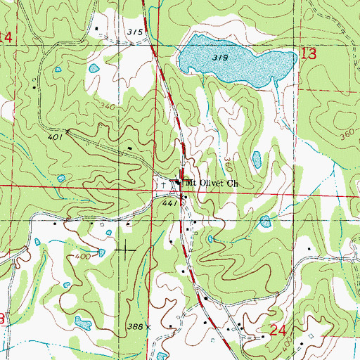 Topographic Map of Mount Olivet School (historical), MS