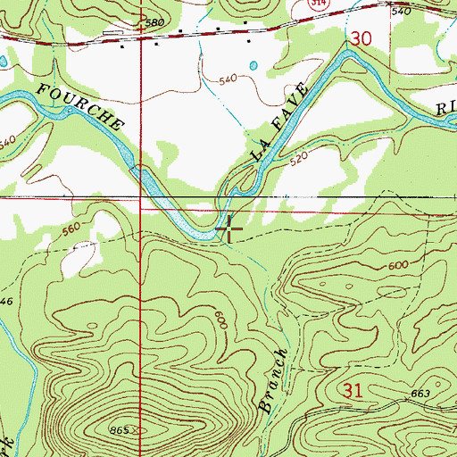Topographic Map of Blythe Branch, AR