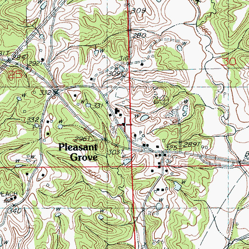 Topographic Map of Pleasant Grove Baptist Church, MS