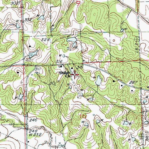 Topographic Map of Star Place-Shiloh Cemetery, MS
