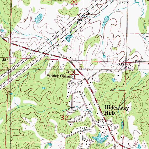 Topographic Map of Wesley Cemetery, MS