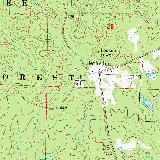 Topographic Map of Betheden Lutheran Church, MS