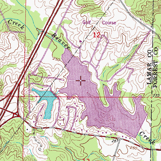 Topographic Map of Beaver Lake, MS