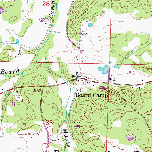 Topographic Map of Board Camp, AR
