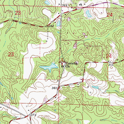 Topographic Map of Corinth Cemetery, MS