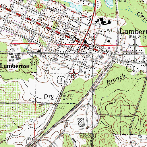 Topographic Map of Lumberton Elementary School, MS