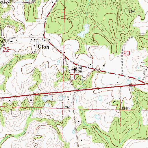 Topographic Map of Oloh Cemetery, MS