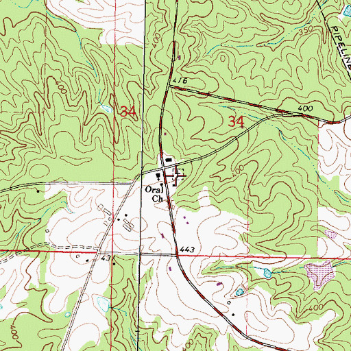 Topographic Map of Oral Cemetery, MS