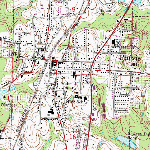 Topographic Map of Purvis Elementary School, MS
