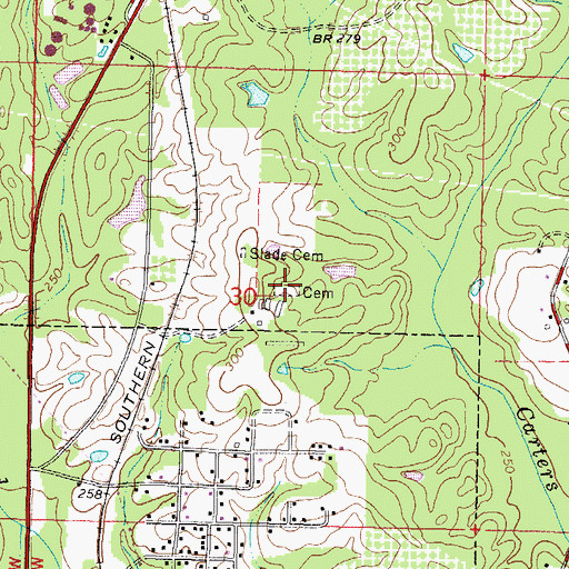 Topographic Map of Samuel Slade Cemetery, MS