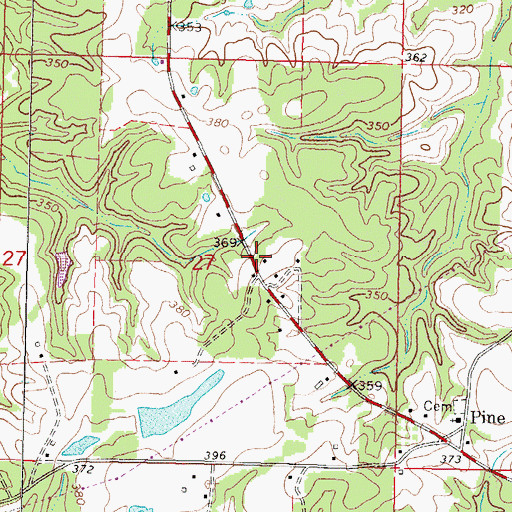 Topographic Map of Sand Hills, MS