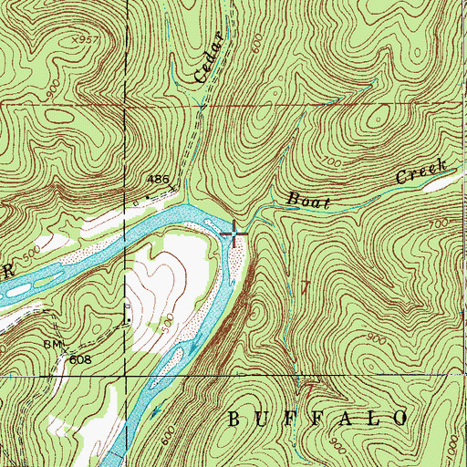 Topographic Map of Boat Creek, AR