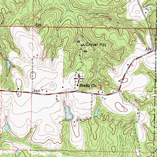 Topographic Map of Slade Cemetery, MS