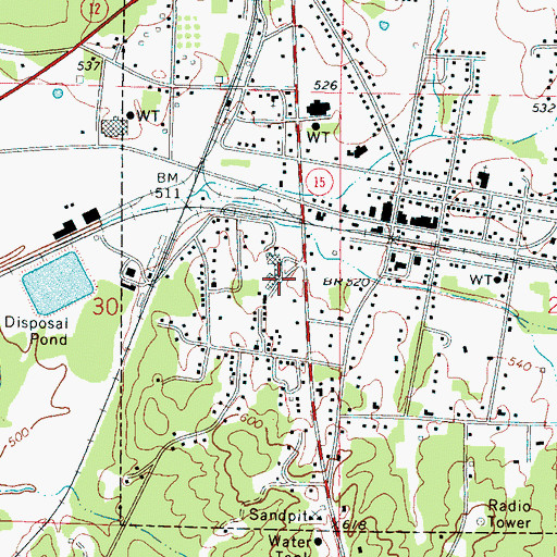 Topographic Map of Ackerman Elementary School, MS