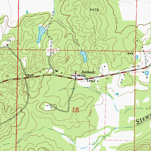 Topographic Map of Antiocho Cemetery, MS