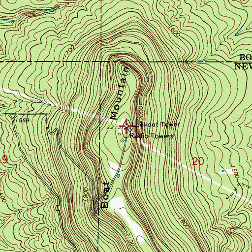 Topographic Map of Boat Mountain, AR