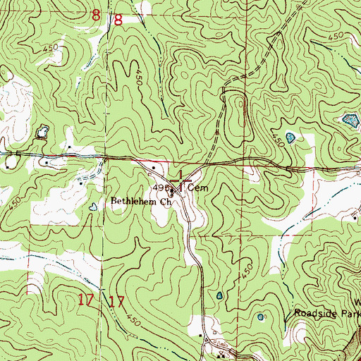 Topographic Map of Bethlehem Cemetery, MS