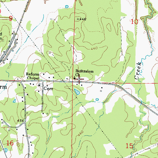 Topographic Map of Bethsalem Cemetery, MS